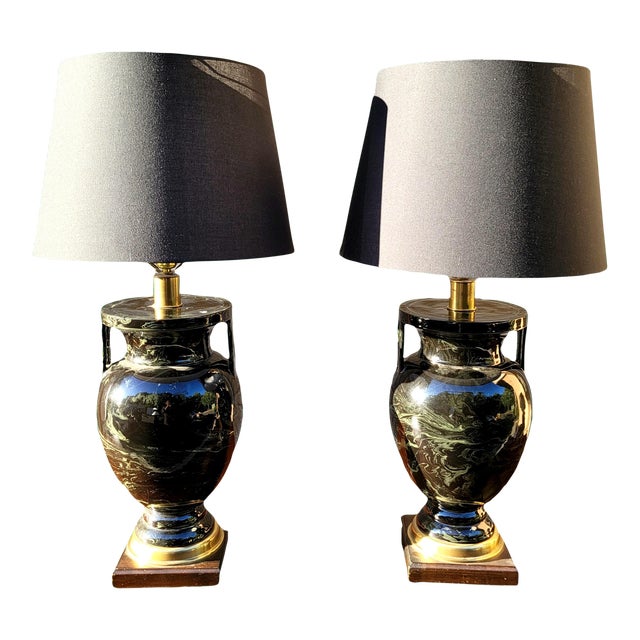 Pair of Vintage Frederick Cooper Faux Marble Table Lamps