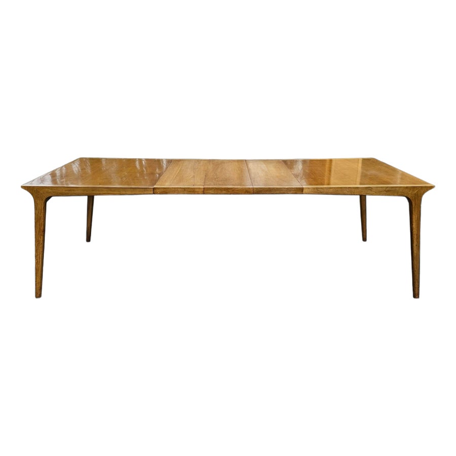 1950's John Van Koert for Drexel Walnut "Profile" Extension Dining Table W/ 3 Leaves