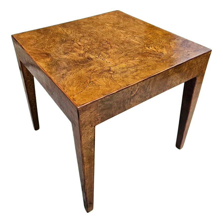 Mid-Century Italian Burl Wood Patchwork Veneer End Table