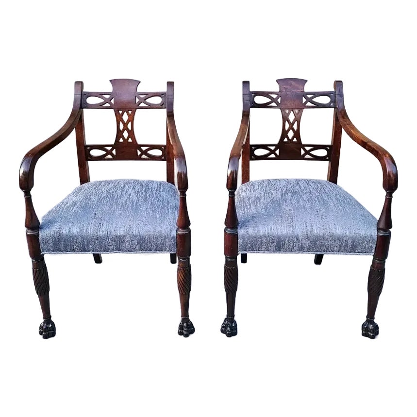 Pair of Antique Regency Mahogany Armchairs