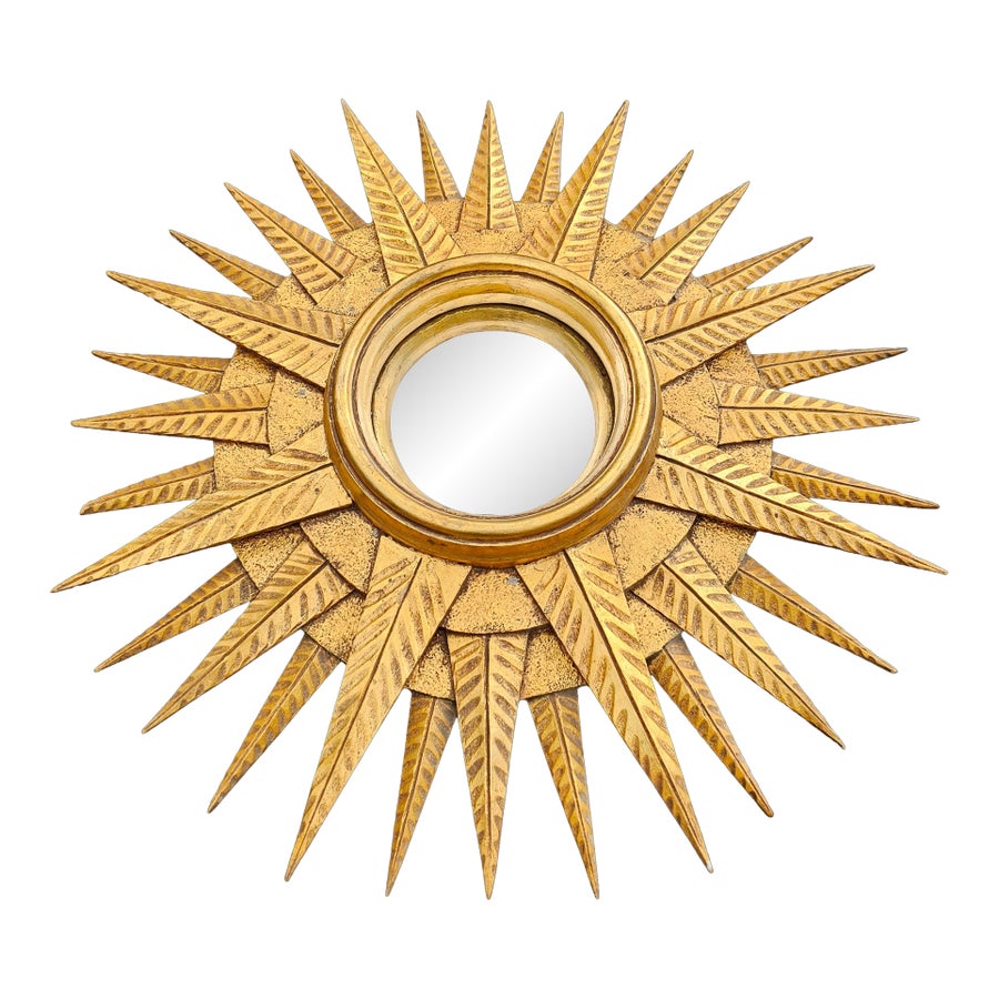 Vintage Giltwood Sunburst Concave Mirror