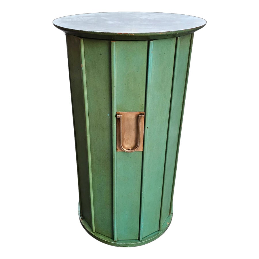 Vintage Hickory Manufacturing Company Cylindrical Pedestal Bar Cabinet