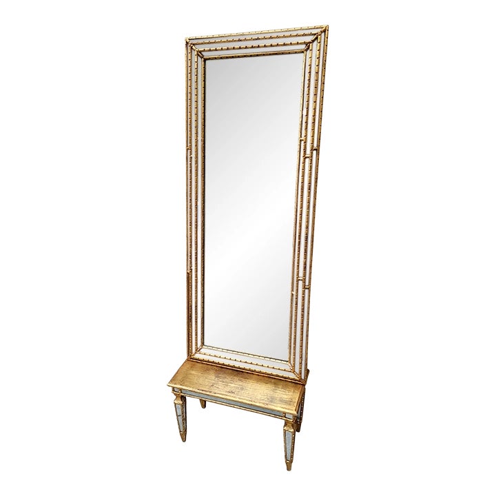 Vintage Labarge Hollywood Regency Venetian Style Giltwood Mirror and Console