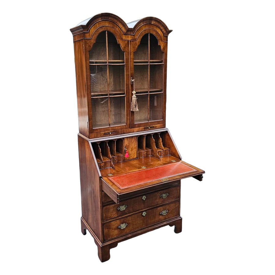 Late 20th Century Chippendale Style Double Bonnet Secretary