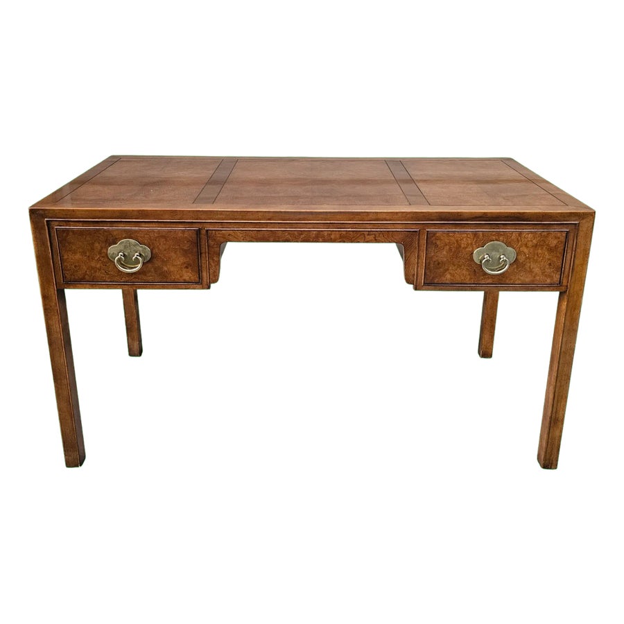 Vintage Baker Furniture Burl Chinoiserie Writing Desk