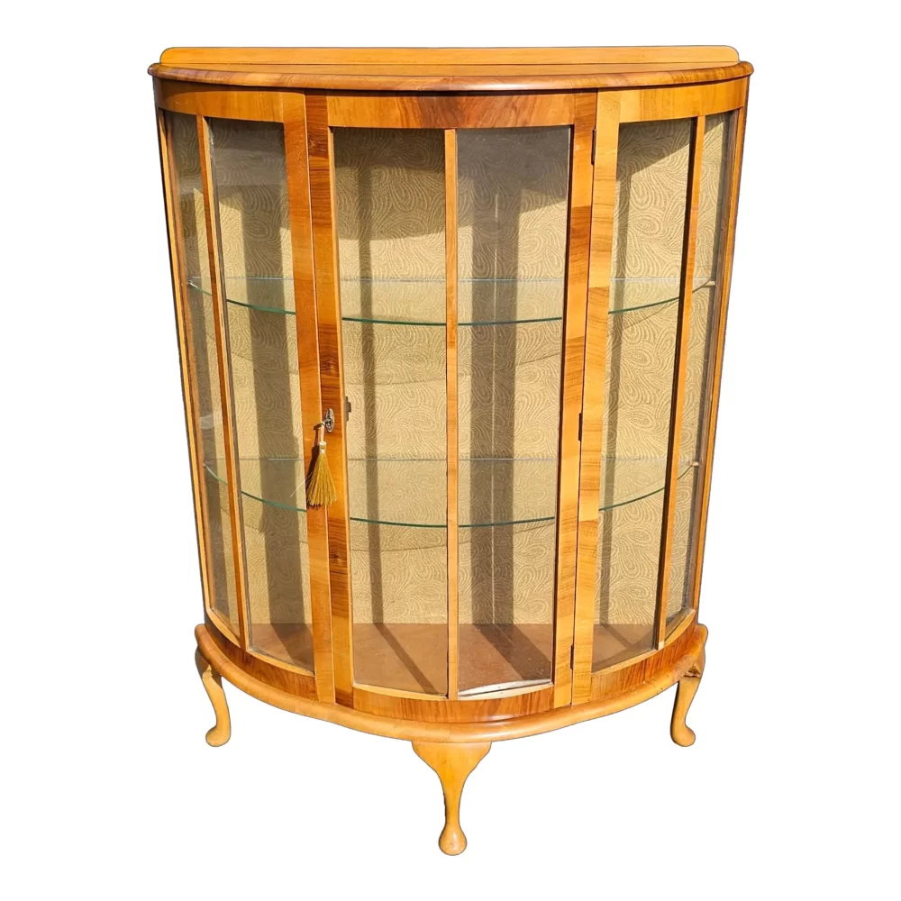1930s Diminutive Bow Front Curio Cabinet