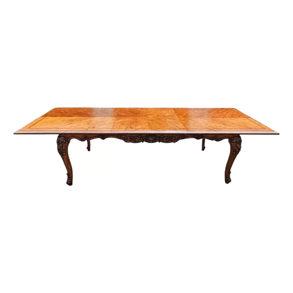 Vintage Custom Carved French Extendable Walnut Dining Table