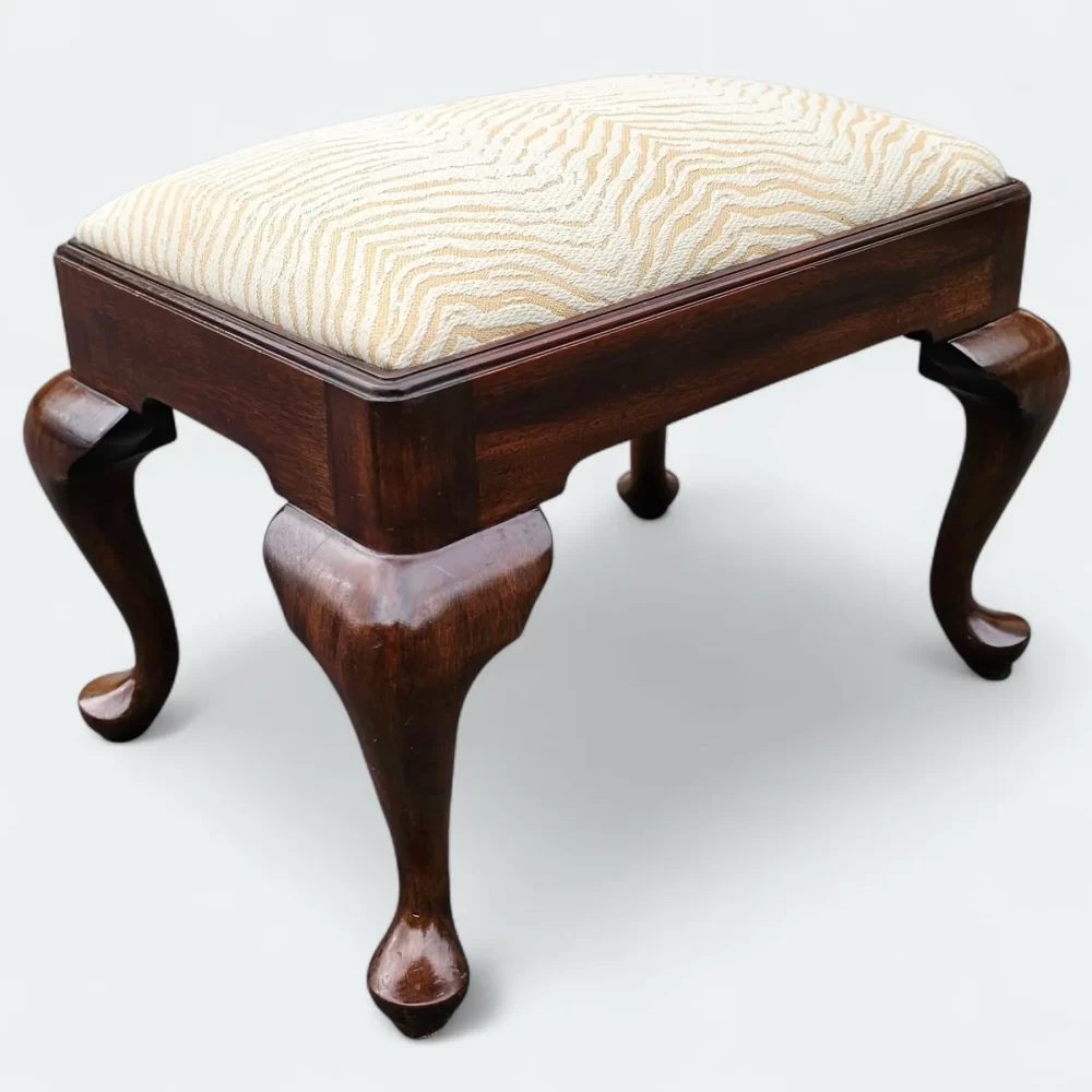 Vintage Henkel Harris, Queen Anne Style Mahogany Footstool