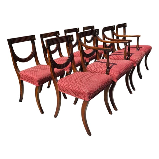 Late 19th Century Regency Revival Swag Back Dining Chairs --- Set of 8