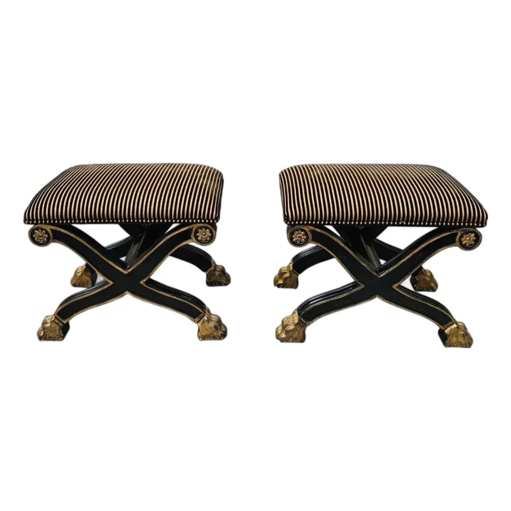 Pair of Late 20th Century Century Furniture Neoclassical X Form Curule Consulate Benches