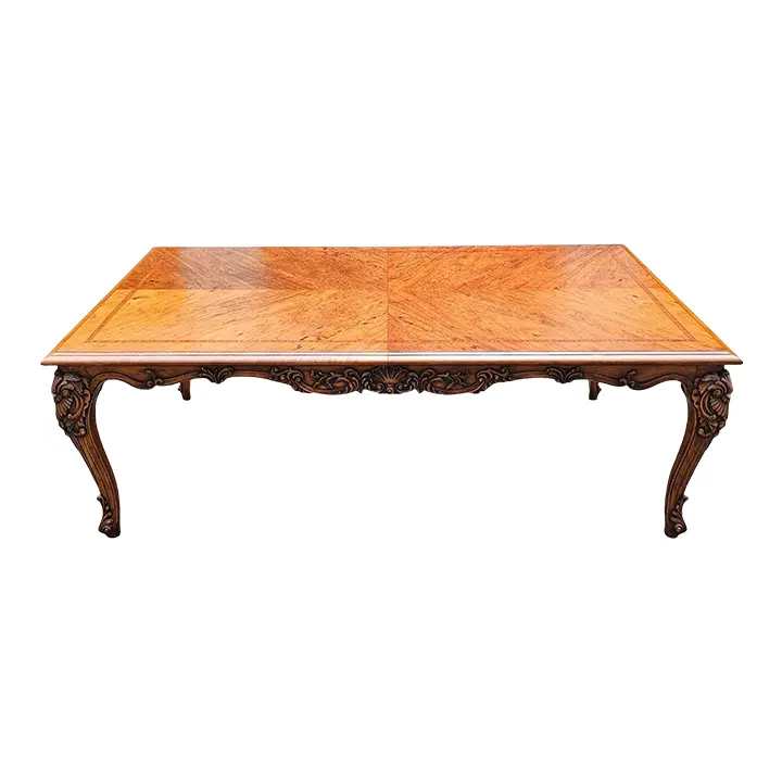 Vintage Custom Carved French Extendable Walnut Dining Table