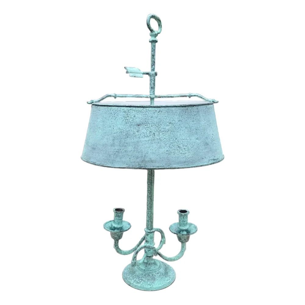 Vintage Frederick Cooper Chicago Faux Verdigris Bouillotte Table Lamp