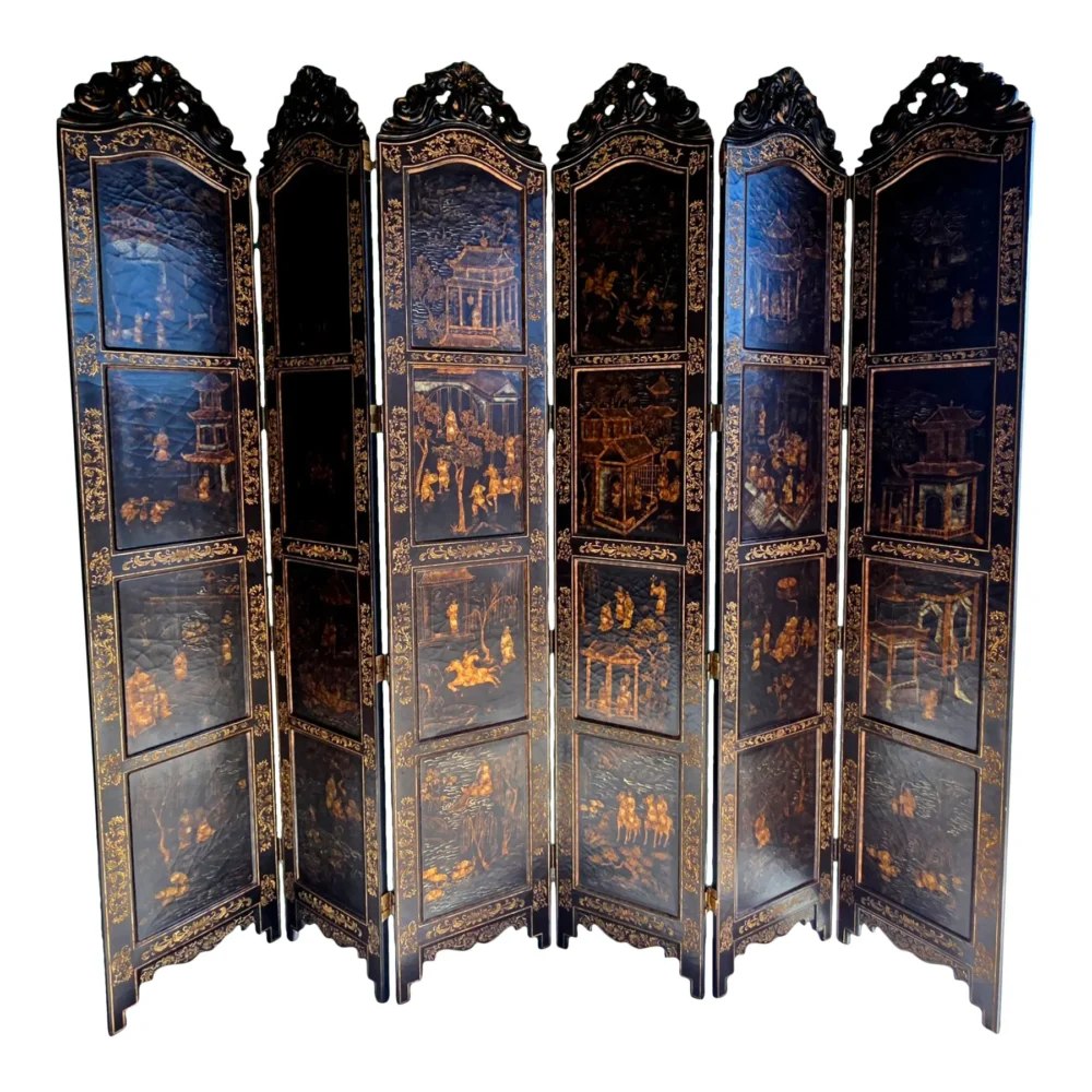 Late 20th Century Maitland Smith Six-Panel Chinoisserie Room Divider