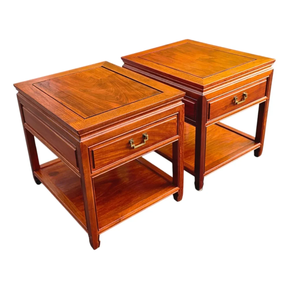 Mid 20th Century George Zee Style Solid Rosewood End Tables