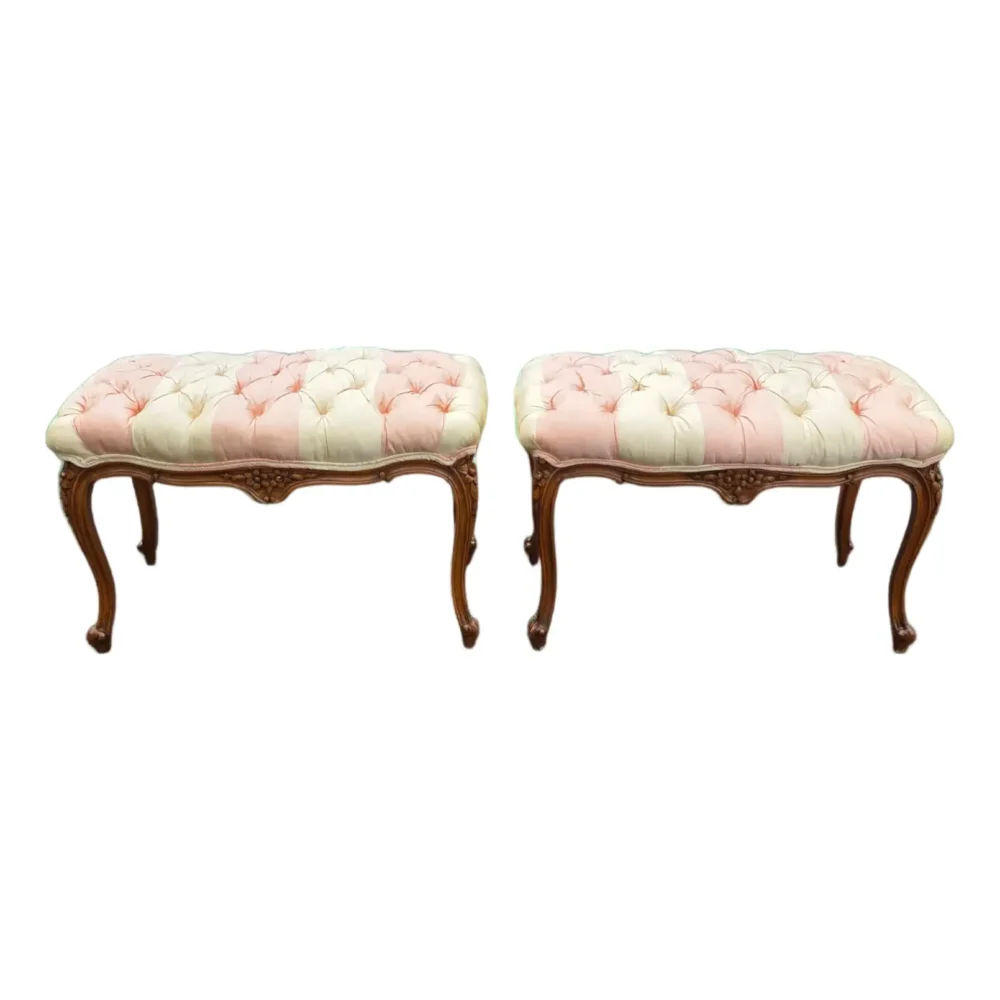 Pair of 19th Century Louis XV Style Walnut Banquettes