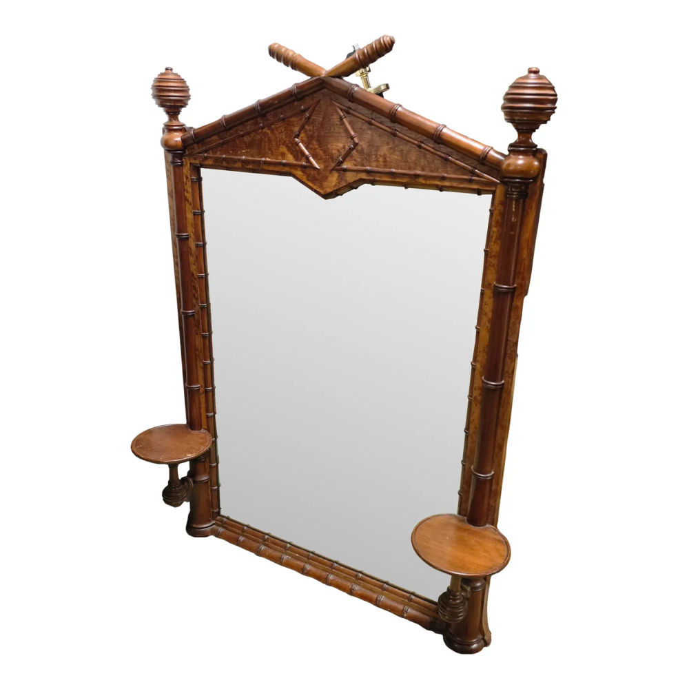 19th Century French Faux-Bamboo Wall Mirror