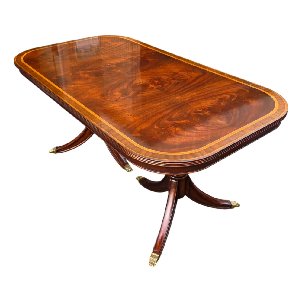 Jonathan Charles Regency Crotch Mahogany Non-Extendable Dining Table