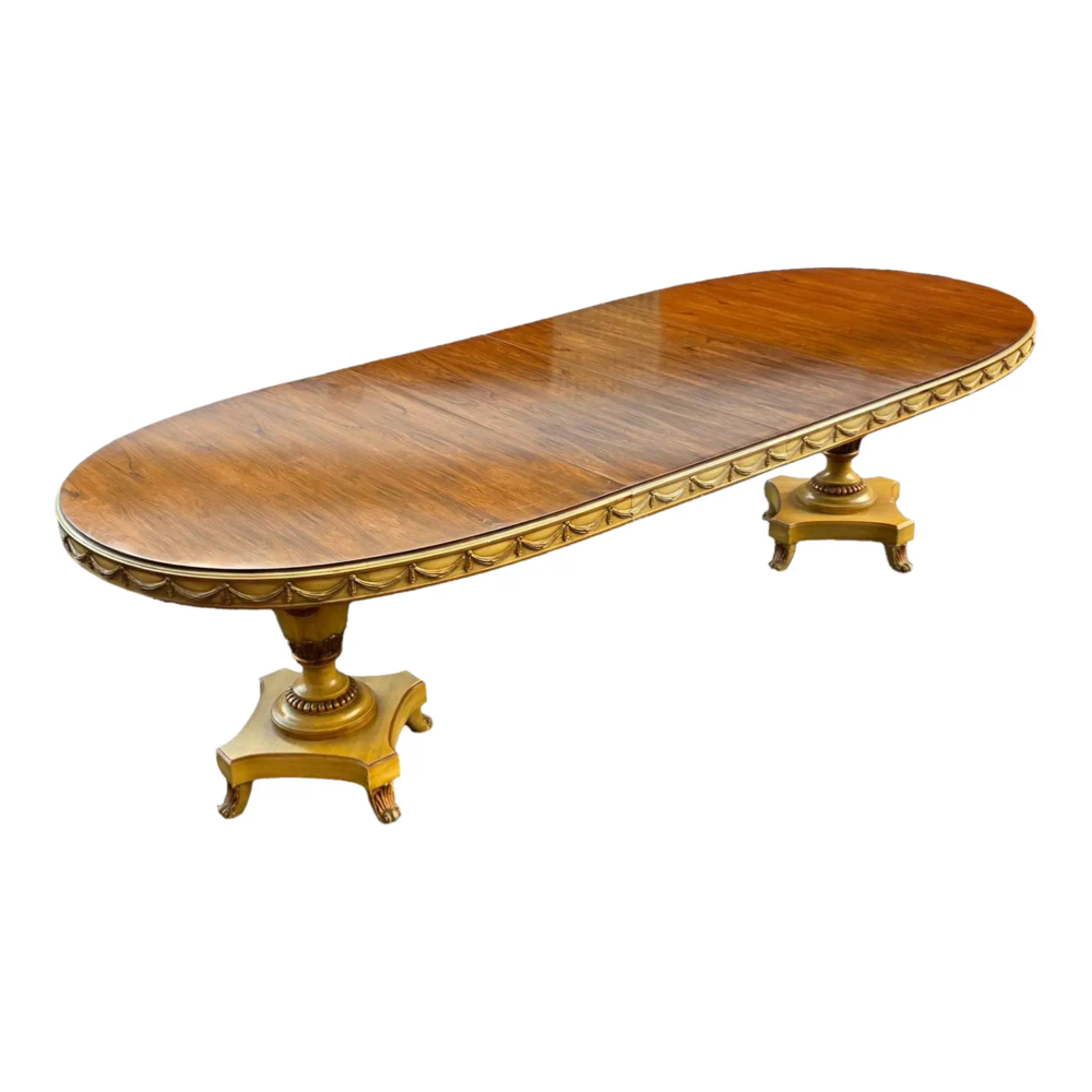 Vintage Karges Furniture Rosewood Oval Top Neoclassical Style Oval Extending Dining Table