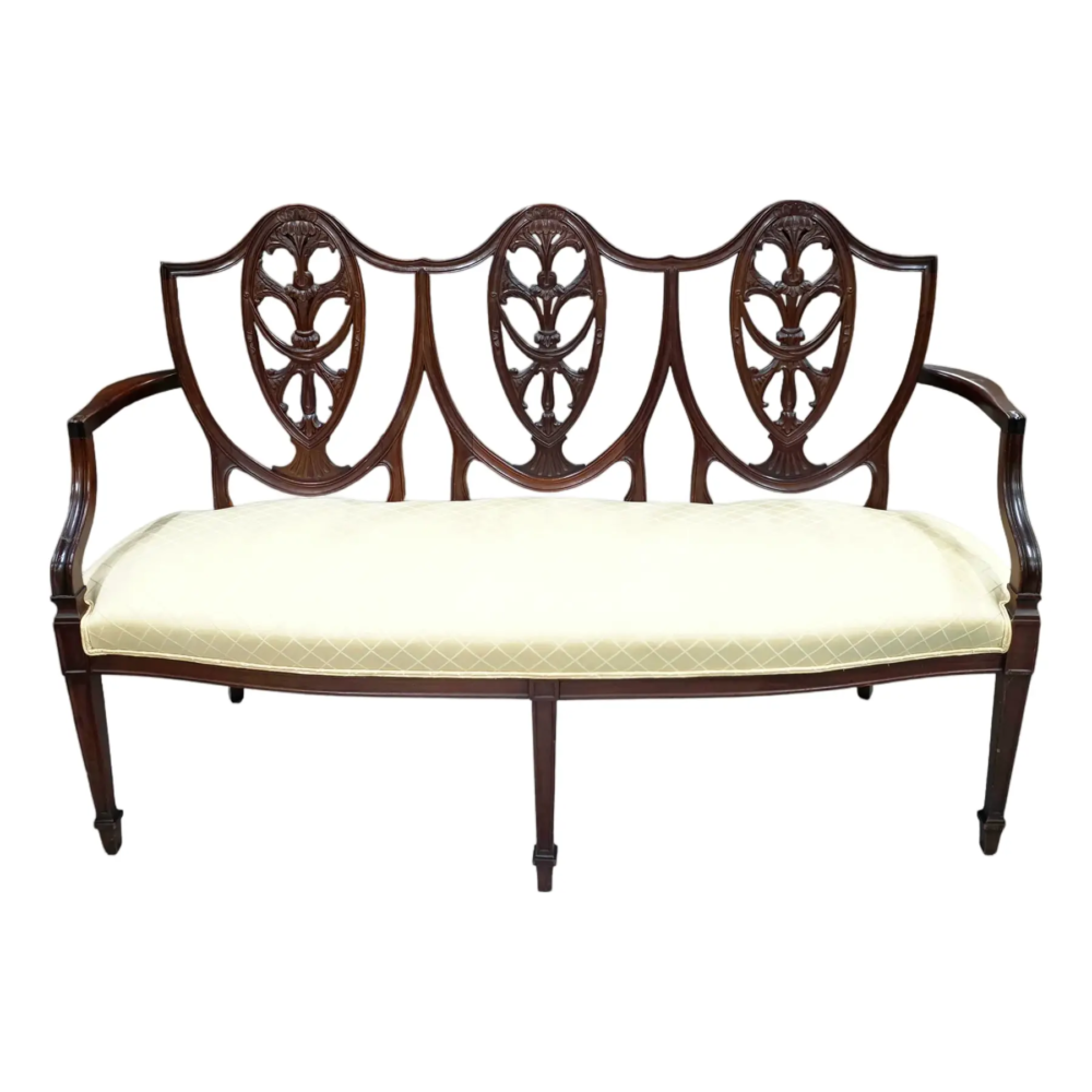 Antique Mahogany Shield-Back Settee