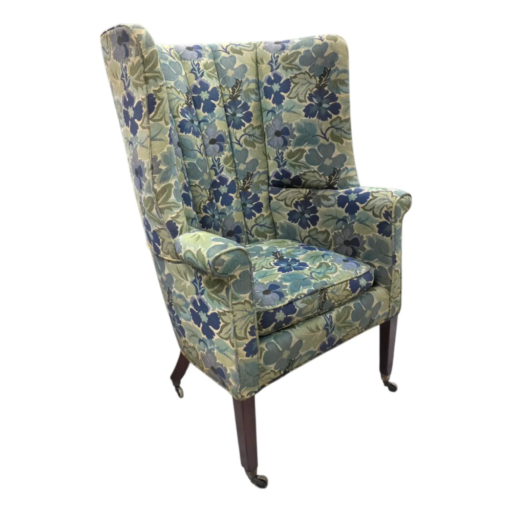 Early 20th Century English Wingback Chair in the Edwardian Tradition