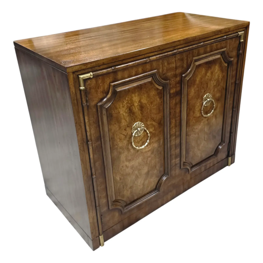 Mid 20th Century Weiman Faux Bamboo Burl Server Cabinet