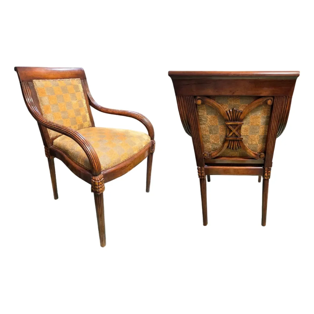 Nancy Corzine Neoclassical (Louis XVI Revival) Upholstered Armchair With Fluted Frame, Early 21st Century