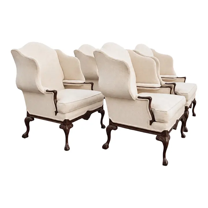 Vintage Harden Furniture Normandie Wing Chairs, Set of 4