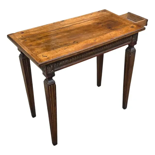 18th Century French Louis XVI Provincial Carved Walnut Petite Writing Table, Circa 1790