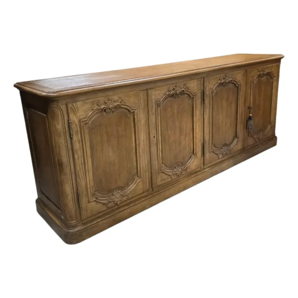 Baker Furniture French Provincial Louis XV Carved Oak Four-Door Sideboard, Circa 1970s
